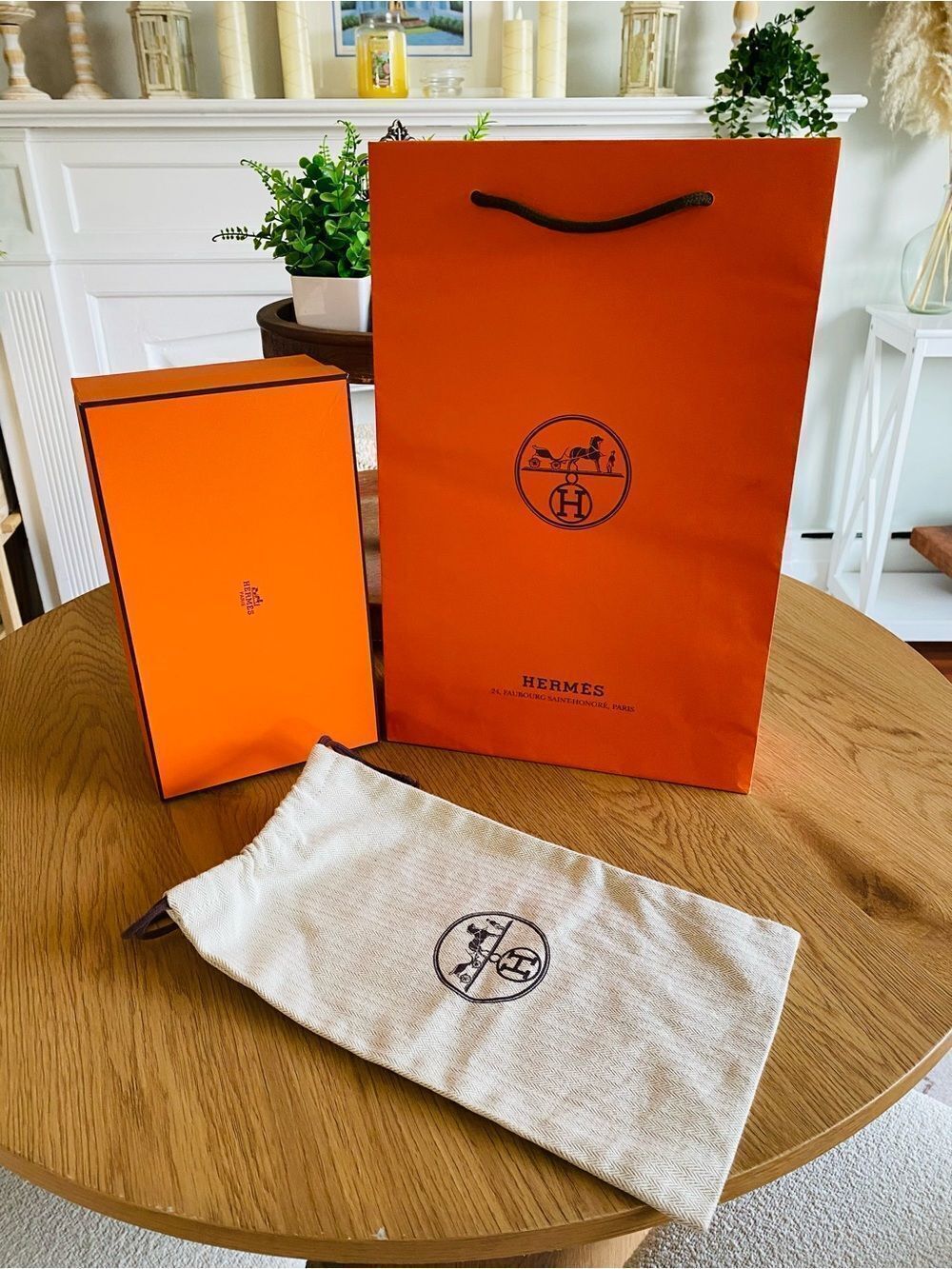 🛍️Hermès Authentic Shoe Sized Gift Box, Bag & Dust Bag Set